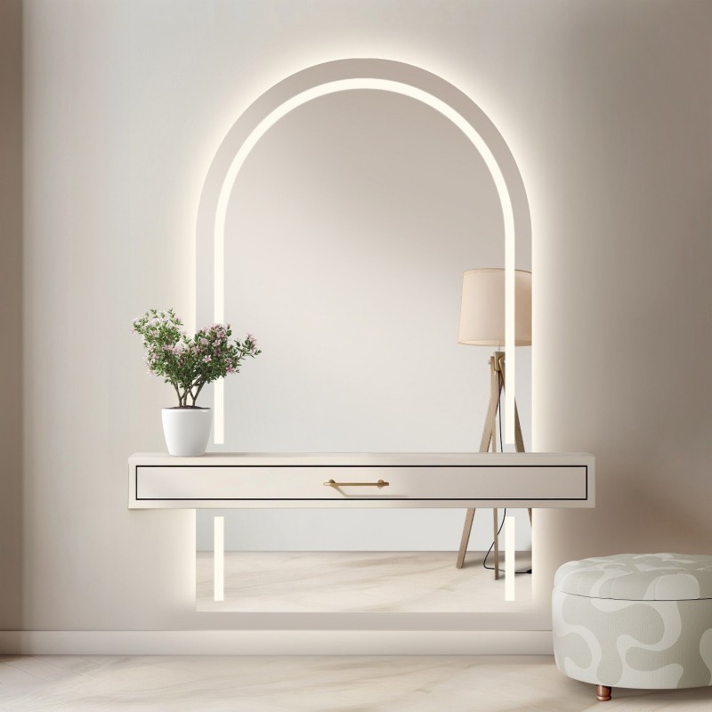 Halfovale spiegel met verlichting - PLATO IN TWEE LED-DELEN