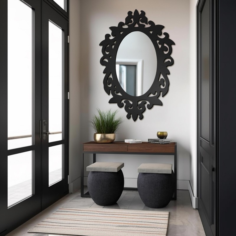 Spiegel in een opengewerkt MDF frame voor een kaptafel -ROMA- kleur van het frame naar keuze