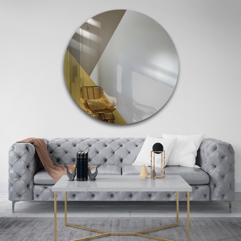 Ronde decoratieve spiegel gekleurd paneel goud en brons - RONI