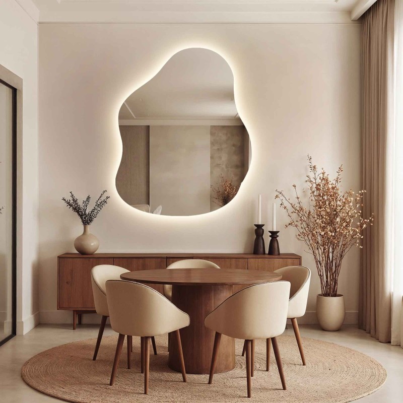 Organisch gevormde spiegel met verlichting - STONE LED