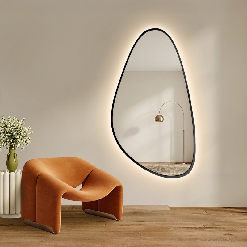 Onregelmatig gevormde spiegel in lijst met verlichting - SYDERYT IN LED FRAME