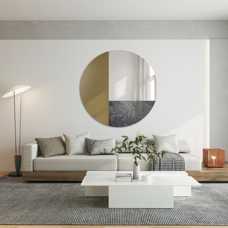 Decoratief rond spiegelkleurig paneel - bruin en verouderd - TOMI