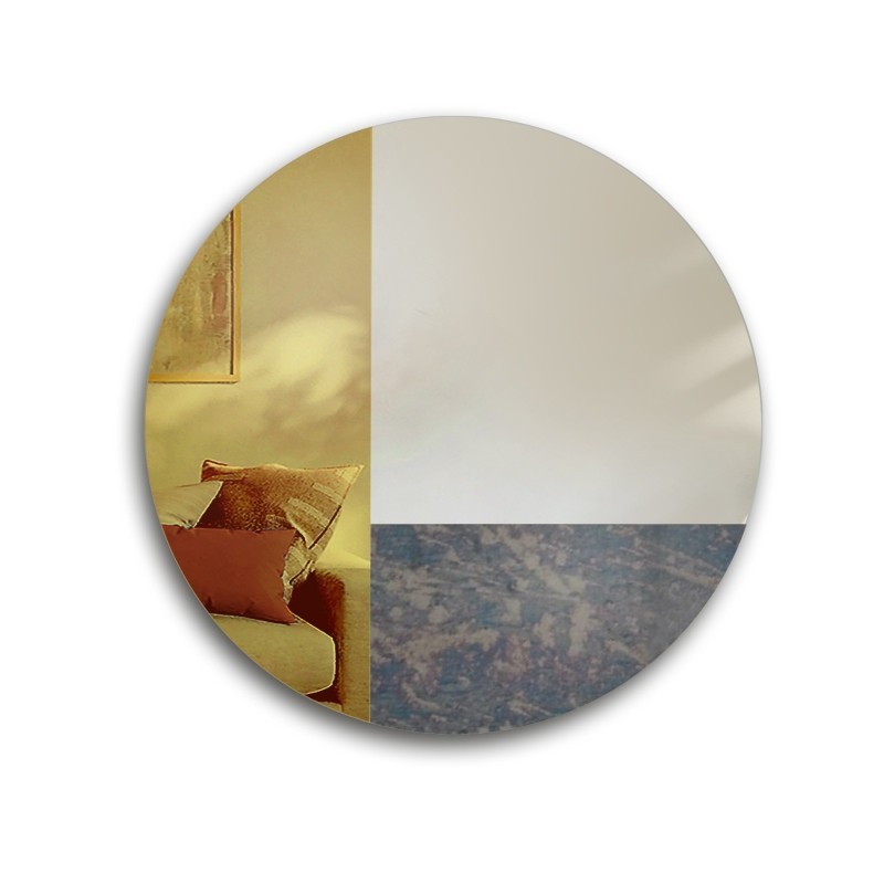 Decoratief rond spiegelkleurig paneel - bruin en verouderd - TOMI