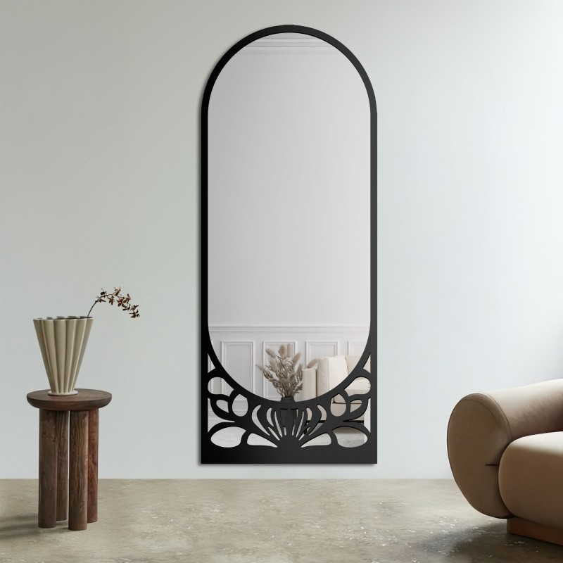 Halfovale spiegel met opengewerkt MDF-decor – VERONELLE ARDELLA 80x200