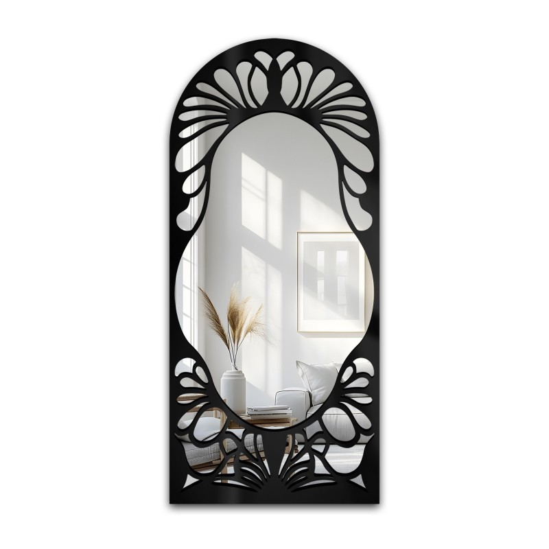 Halfovaal spiegel met opengewerkt MDF-decor – VERONELLE FIORE 90X200