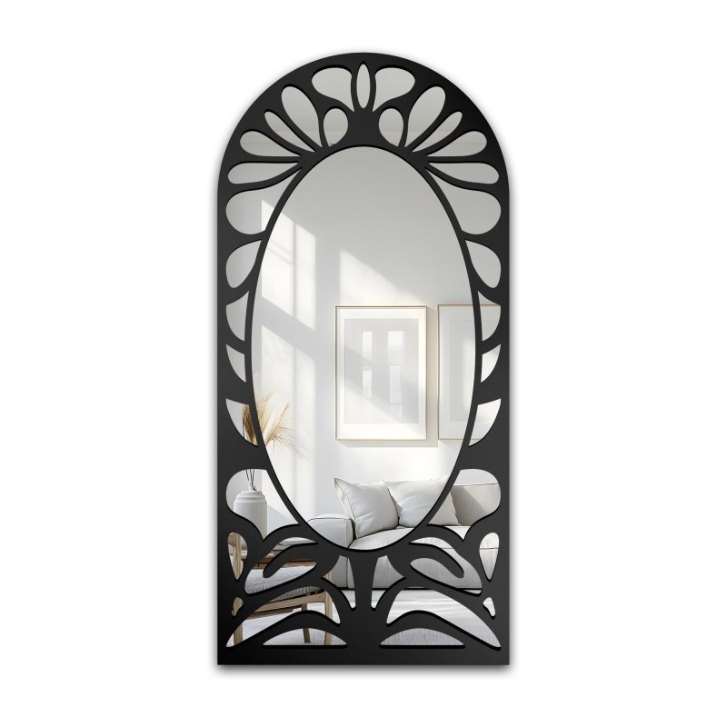 Halfovale spiegel met opengewerkt MDF-decor – VERONELLE ROSAVA 95x200