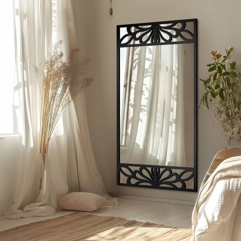 Rechthoekige spiegel met opengewerkt MDF-decor – VERONELLE SERENEO 100x200