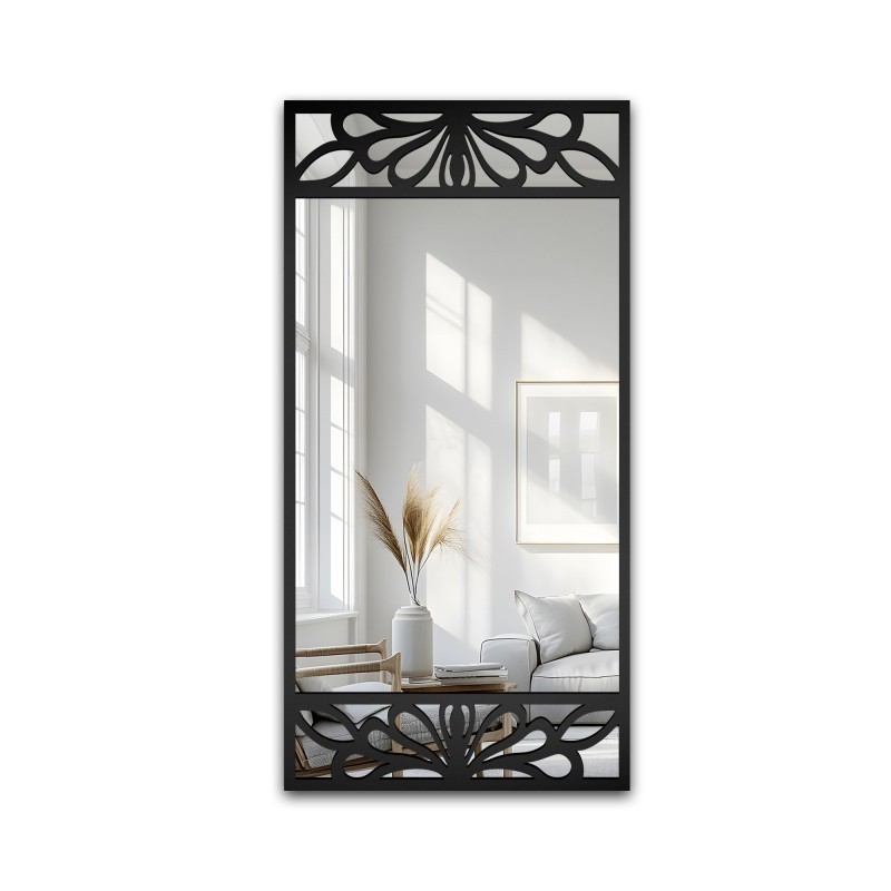 Rechthoekige spiegel met opengewerkt MDF-decor – VERONELLE SERENEO 100x200