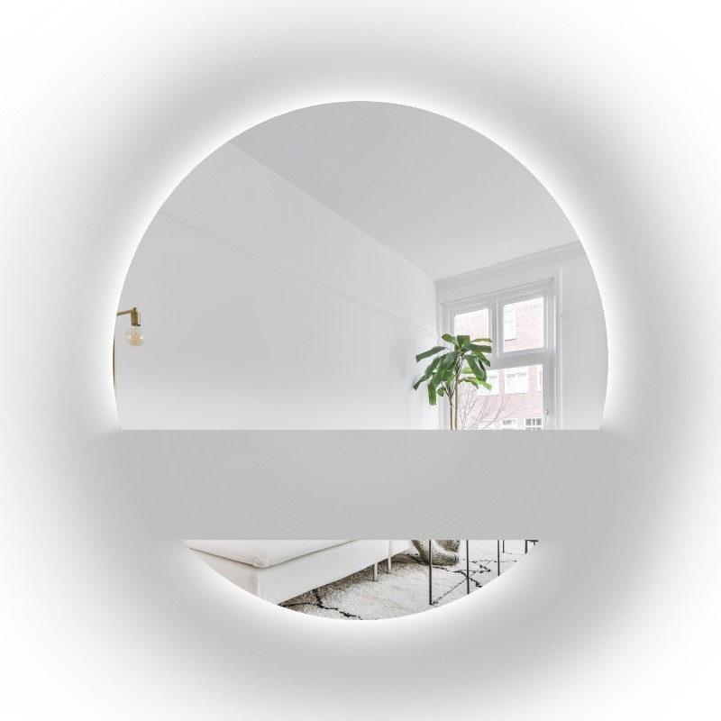 Ronde badkamerspiegel in twee delen met WIRO LED verlichting