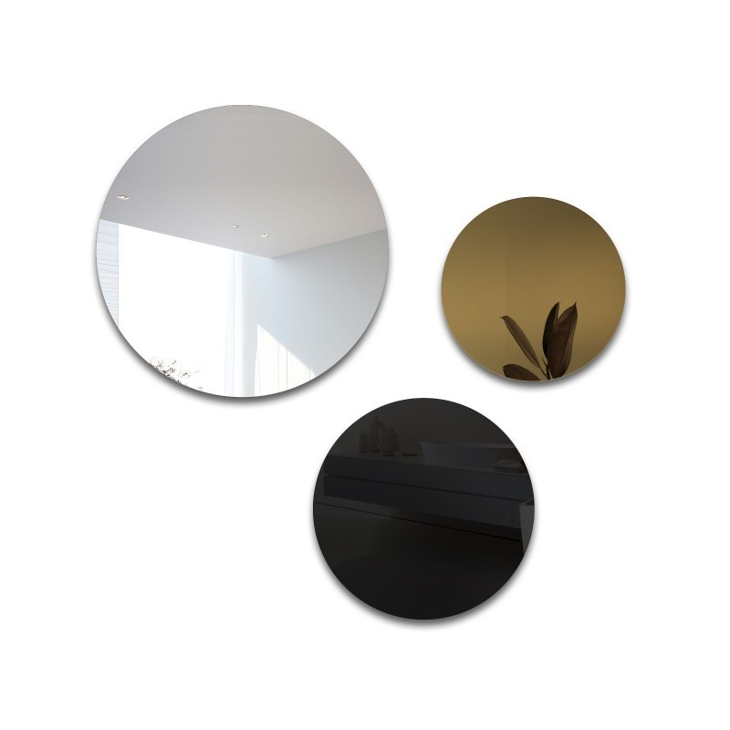 Set van drie decoratieve cirkels zwart lak en goud paneel - GOLDI