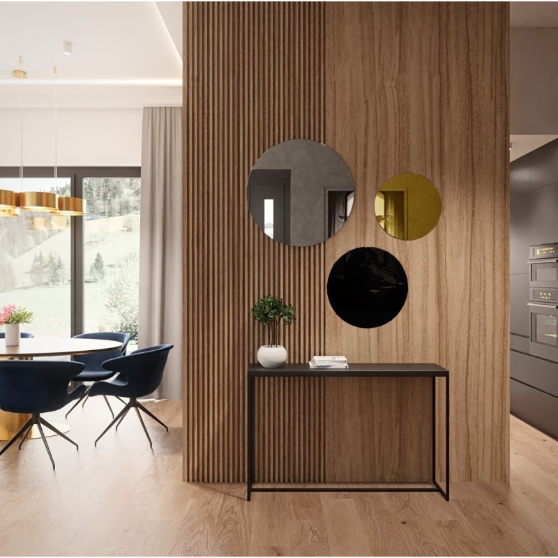 Set van drie decoratieve cirkels zwart lak en goud paneel - GOLDI