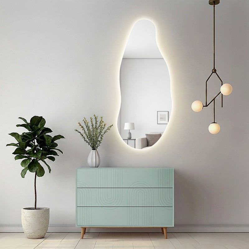 Decoratieve spiegel met organische vorm en verlichting - BARYT LED