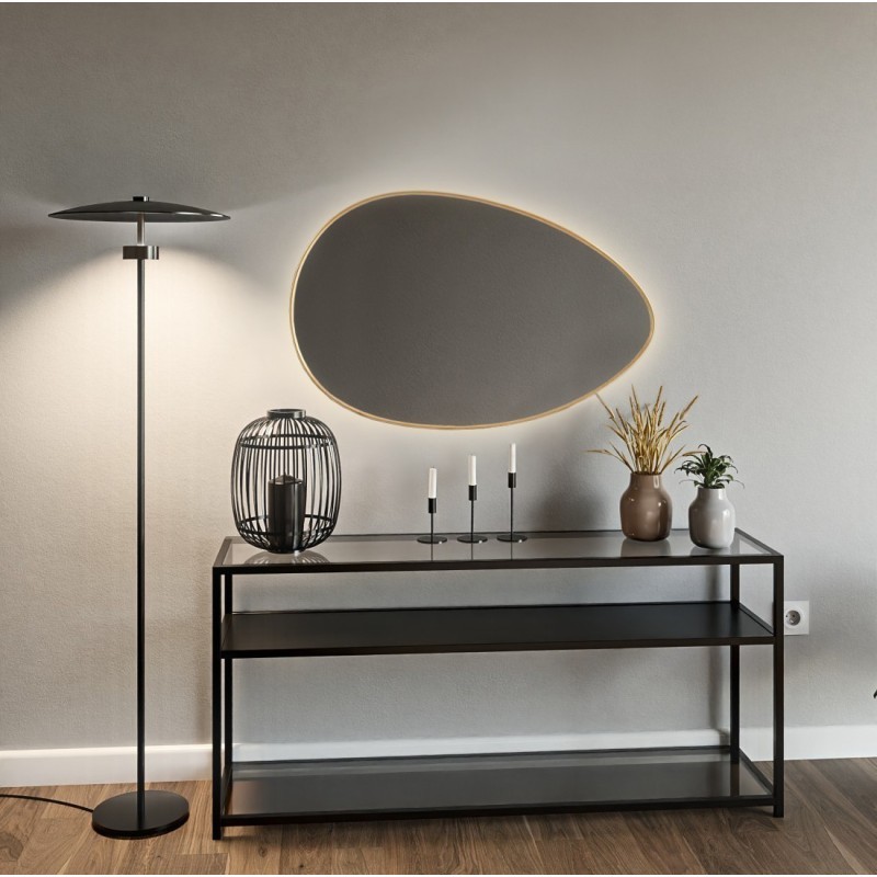 Organische spiegel in gouden MDF SLIM lijst met verlichting - ZOE LED - lijstkleur naar keuze