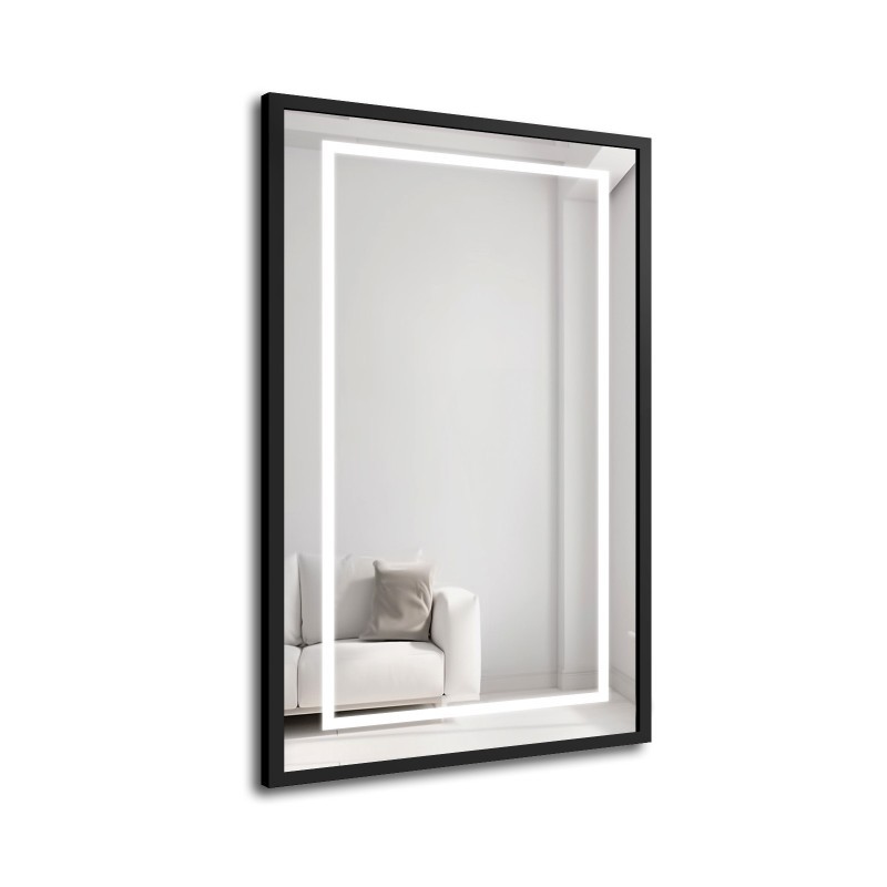 Spiegel in zwart frame met verlichting - 1503 LED I - kleur frame naar keuze