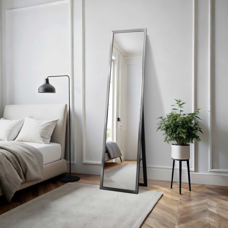 Staande garderobespiegel in elegante houten lijst - 2801 - lijstkleur naar keuze