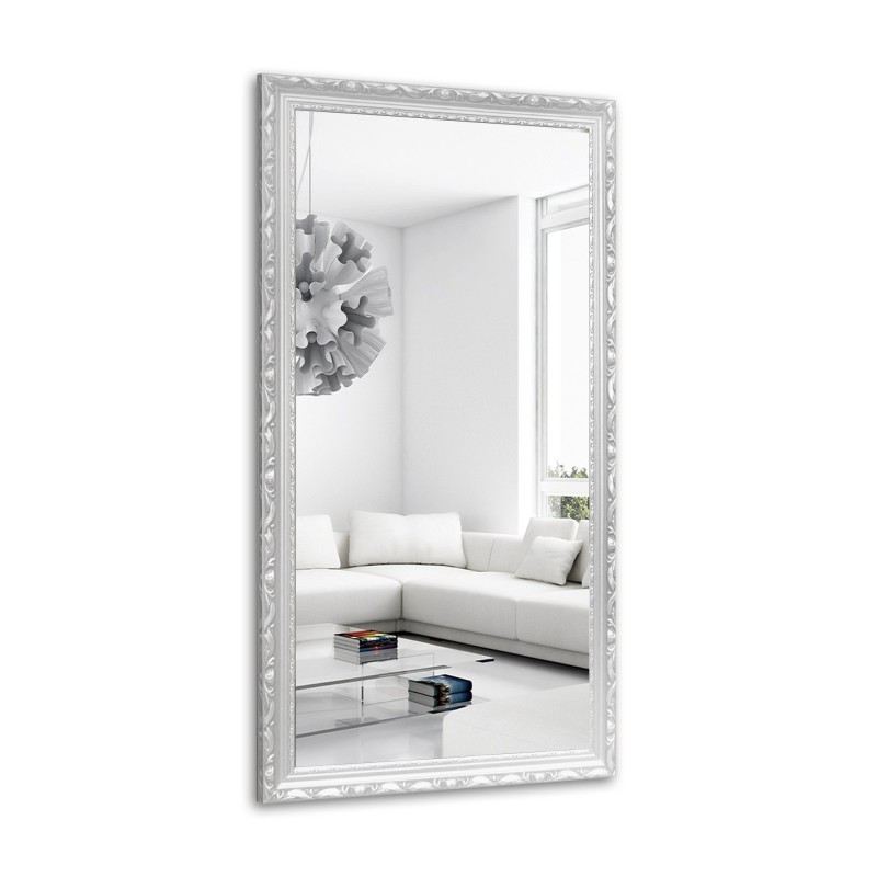 Spiegel in witte decoratieve houten lijst - 5004001
