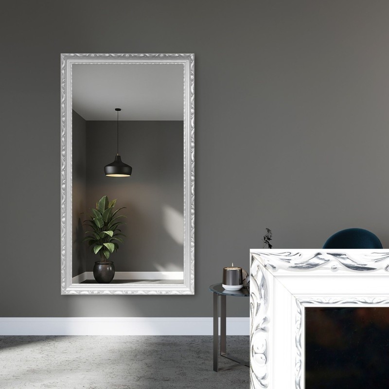 Spiegel in witte decoratieve houten lijst - 5004001