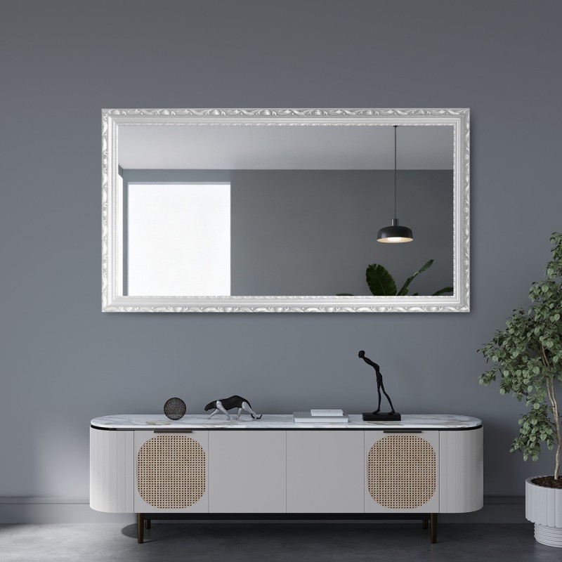 Spiegel in witte decoratieve houten lijst - 5004001