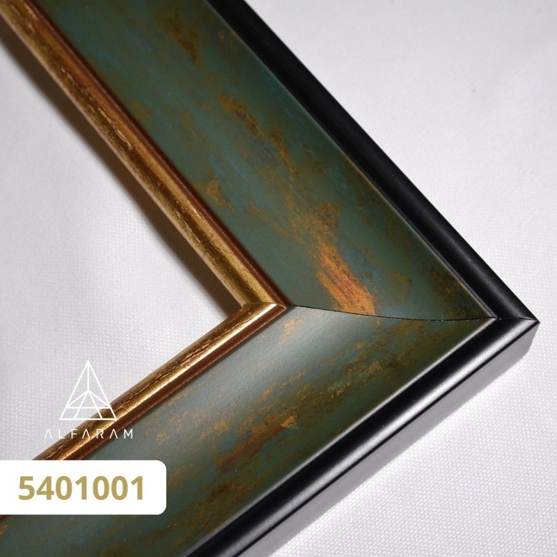 Spiegel in groen goud houten lijst - 5401001