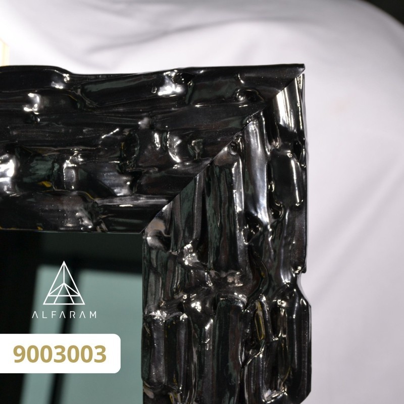 Luxe wandspiegel in rijkelijk versierde grafiet lijst - 9003003