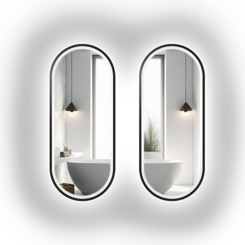 Set ovale spiegels in mdf lijst met verlichting - OSKAR LED KIT II