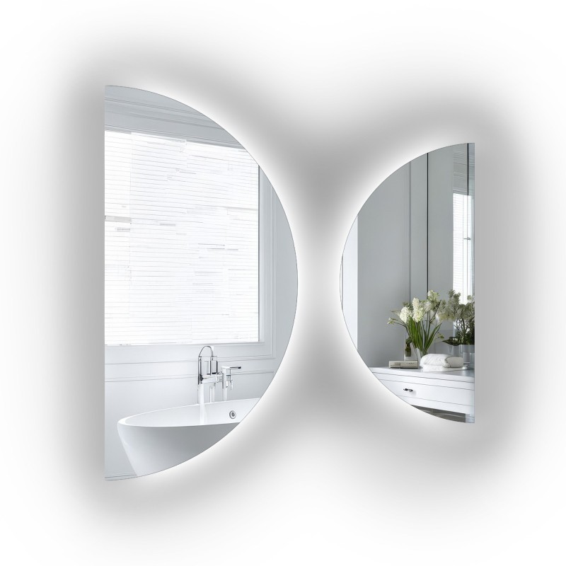 Set van halfronde spiegels met verlichting - ORBITAL LED