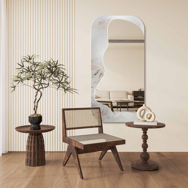 Onregelmatige spiegel op wit-goud marmer – MARBLE ZARI