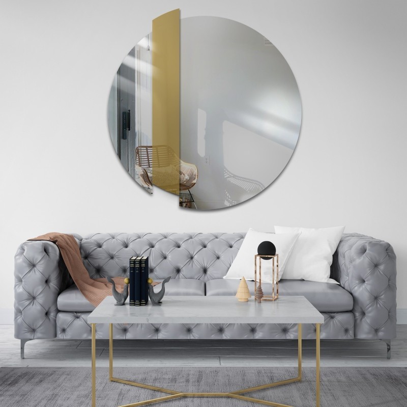 Ronde decoratieve spiegel met gouden streep - BONA