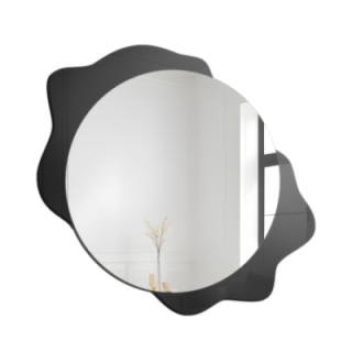 Decoratieve ronde spiegel op zwarte beits -DARK DROP