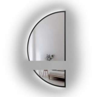 Halfronde spiegel in twee delen in een frame met verlichting - DOPPIO IN LED FRAME