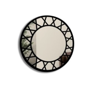 Decoratieve ronde spiegel met raamwerk in loftstijl - ELENA