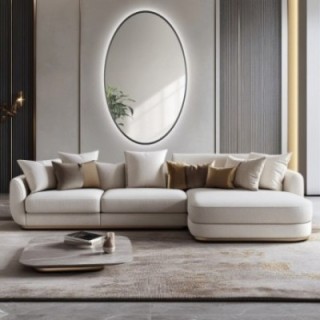Elliptische spiegel in zwart MDF SLIM frame met verlichting - ELIZA LED