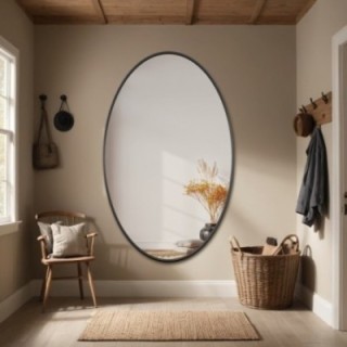 Ellipse spiegel in zwarte MDF SLIM lijst - ELIZA - lijstkleur naar keuze