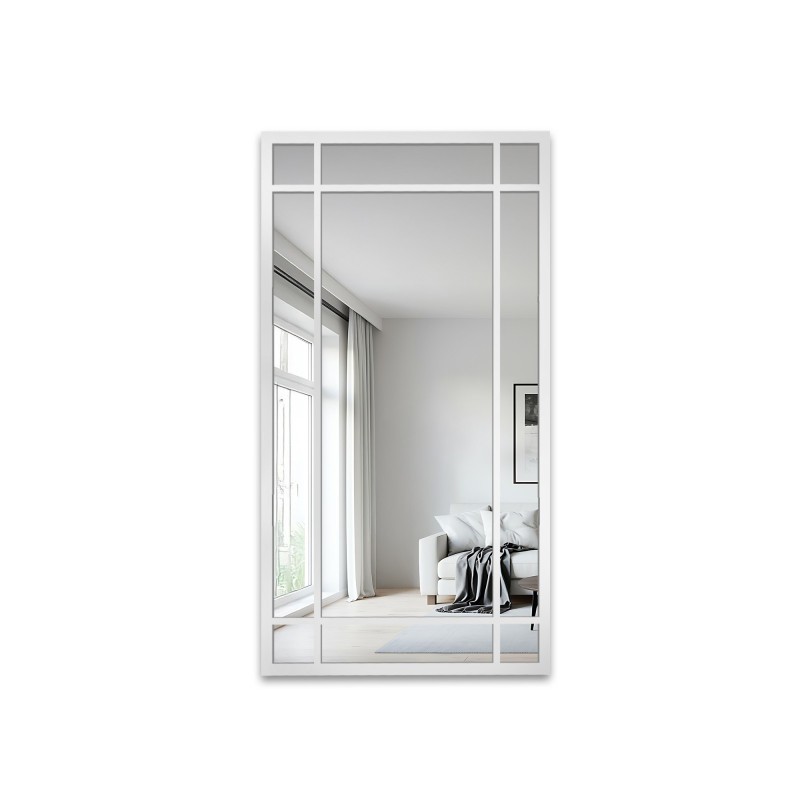 Loft spiegel met raamwerk in een wit frame - ALEKSANDER