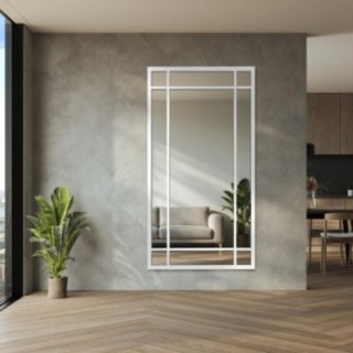 Loft spiegel met raamwerk in een wit frame - ALEKSANDER