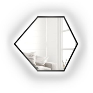 Geometrisch gevormde spiegel in lijst met verlichting - GEOME IN LED FRAME