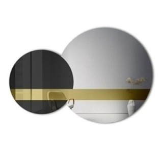 Set decoratieve spiegels goud paneel en zwart lacobel - GOLD MOON
