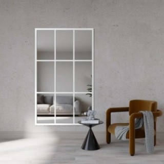 Loft spiegel met raamwerk in een wit frame - HANA