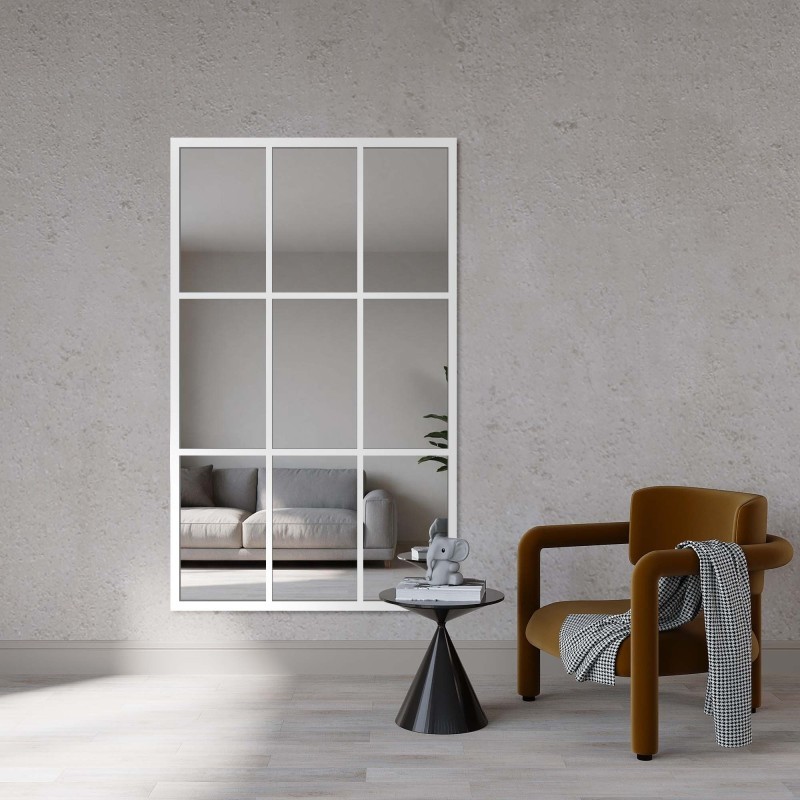 Loft spiegel met raamwerk in een wit frame - HANA