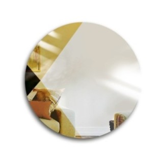 Decoratief rond spiegelkleurig paneel - zwart en goud - HENRY