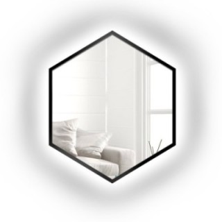 Geometrisch gevormde spiegel in lijst met verlichting - HEXA IN LED FRAME