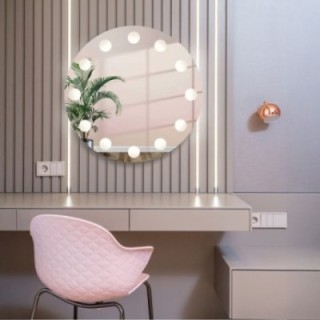 Ronde kaptafel spiegel met LED verlichting - HOLLYWOOD