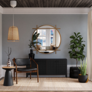 Ronde loftspiegel met mdf stijlen - IZYD - kleur naar keuze