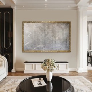 Luxe wandspiegel in gouden lijst met verouderd paneel – 8002002 – JULIA SILVER