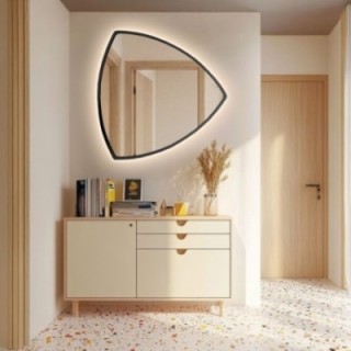 Driehoekige badkamerspiegel in lijst met verlichting - KARO IN LED FRAME