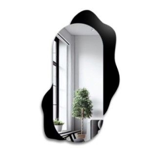 Decoratieve ovale spiegel op zwarte beits - KLEKS