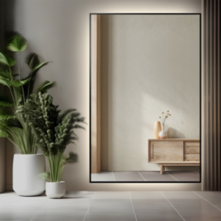 Spiegel in zwart frame met verlichting - 1201 LED - kleur frame naar keuze