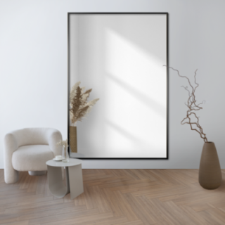 Rechthoekige spiegel in minimalistische zwarte lijst- 1201 - lijstkleur naar keuze
