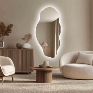 Decoratieve spiegel met organische vorm en verlichting - LOLIT LED