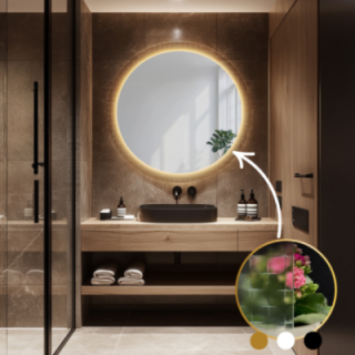 Ronde spiegel op ornamentglas Master Flex met verlichting - LUXORA FROSTED LED